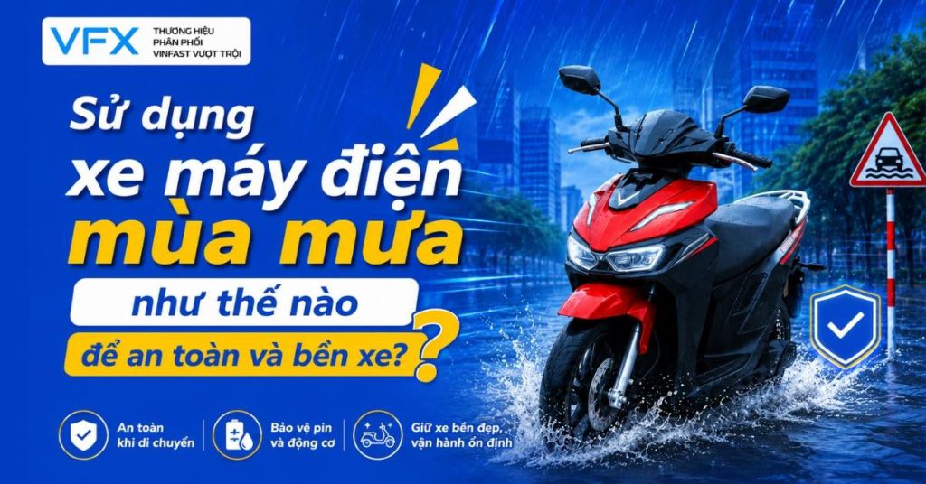 Sử dụng xe máy điện mùa mưa như thế nào để an toàn và bền xe?