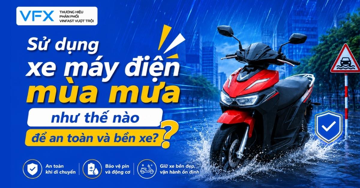 sử dụng xe máy điện mùa mưa